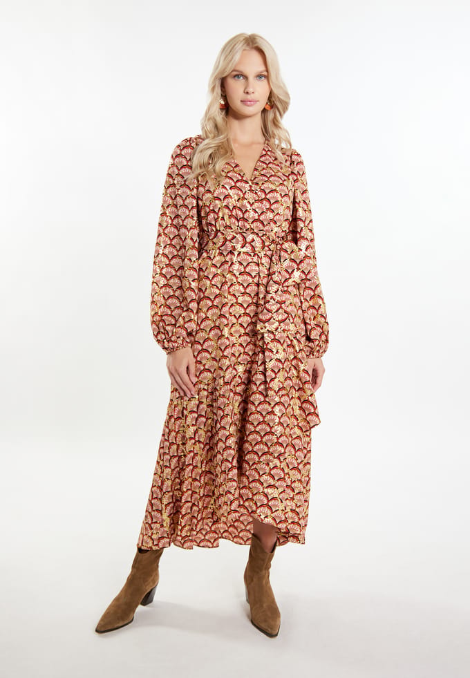 IZIA Maxi-jurk met print Dames Camel Veelkleurig