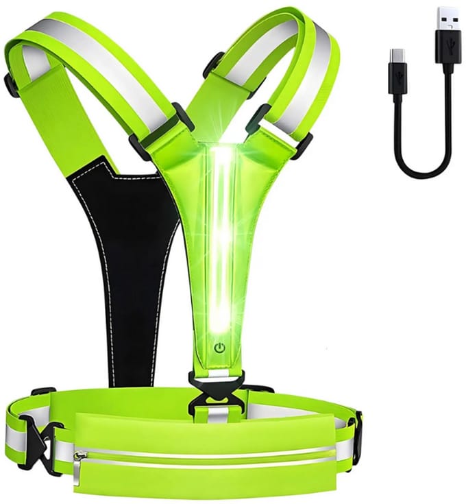 LED Hardloopvest met telefoonvak - usb oplaadbaar-hardloop led geel - reflecterend