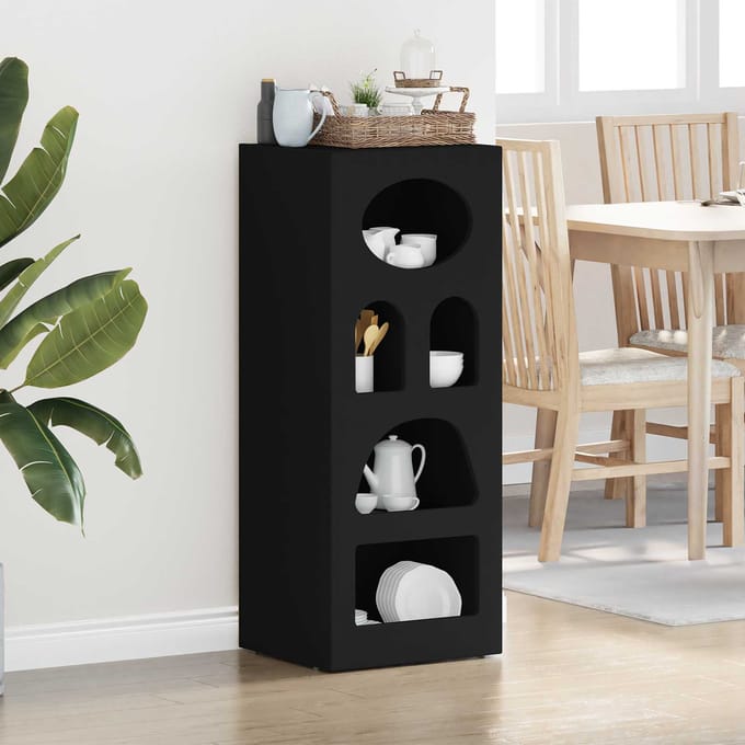 vidaXL - Dressoir - ELST - Zwart - 40 - x - 35 - x - 100,5 - cm - Bewerkt - hout
