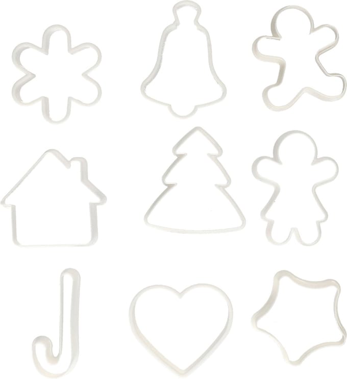 Gerimport Koekvormpjes - uitsteekvormpjes - kerst thema - 9x stuks - kunststof