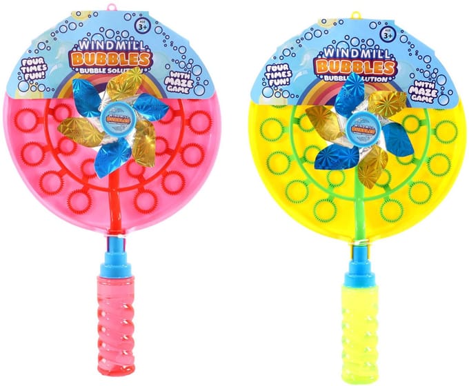 Bellenblaas windmolen speelgoed multicolor inclusief vloeistof 38 cm.