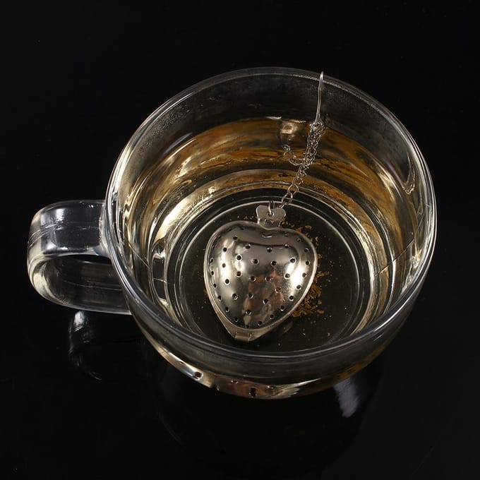Roestvrij Staal Losse Thee Infuser Blad Zeef Filter Diffuser Kruiden Specerijen Liefde Hart Ketting white