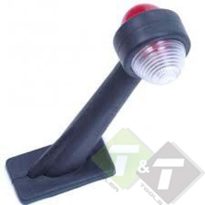 Markeringslamp, schuin 19cm  Breedtelamp rood/ wit, 45 graden,