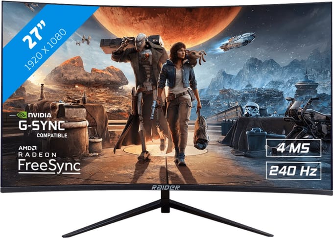 RAIDER Pro Gaming Monitor - FreeSync/G-Sync - 240Hz - Curved - 27 inch