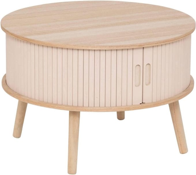 Beige Coffee Table with 2 Doors - 60 x 60 x 40.6 cm