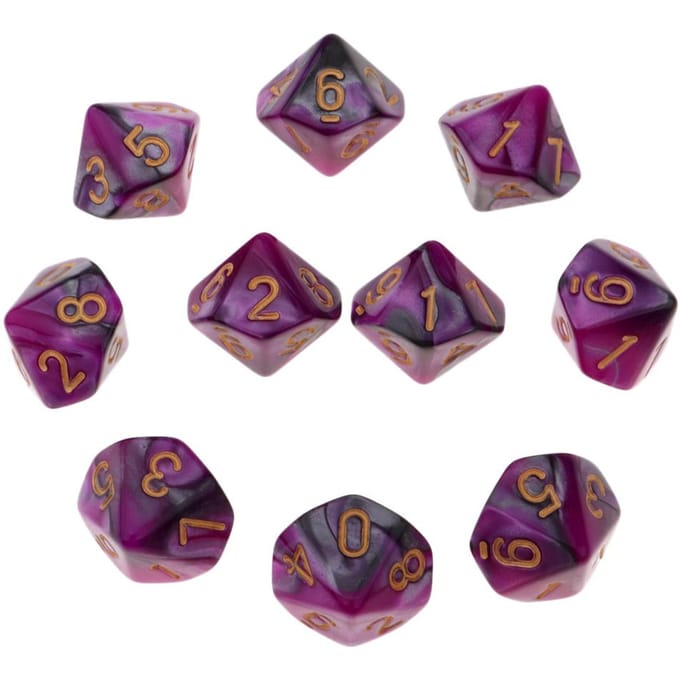 Lot de 10 dés multi-faces anciens D10 RPG