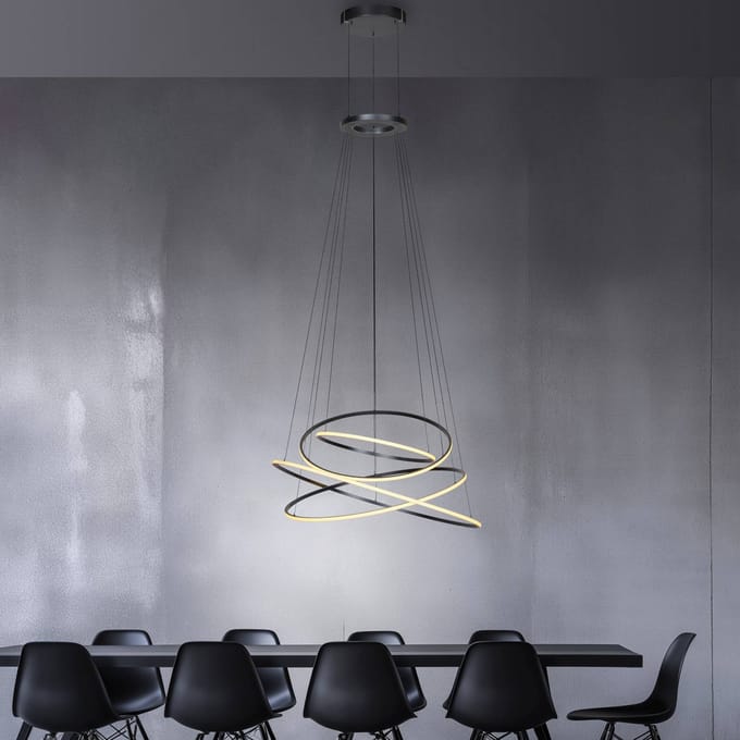LED hanglamp PURE E-Flying Rings, mystic grey, Ø110cm, CCT
