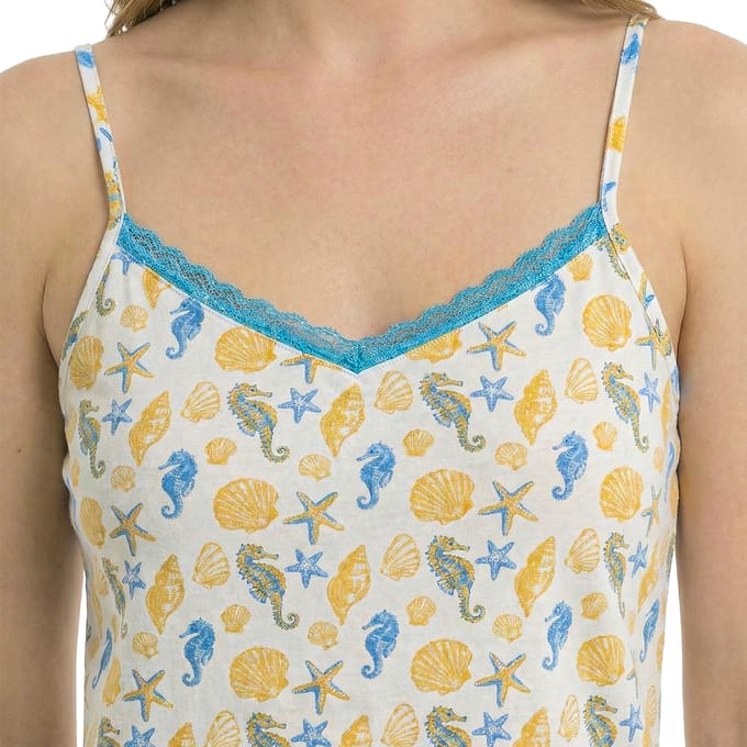 Dames Zomerpyjama met Dunne Bandjes in Katoen KL45200
