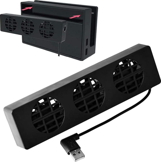 DrPhone NS10 Pro Koelventilator - Externe Dock - Koelstandaard met 3 ventilatoren – Geschikt Voor N-Switch - Zwart