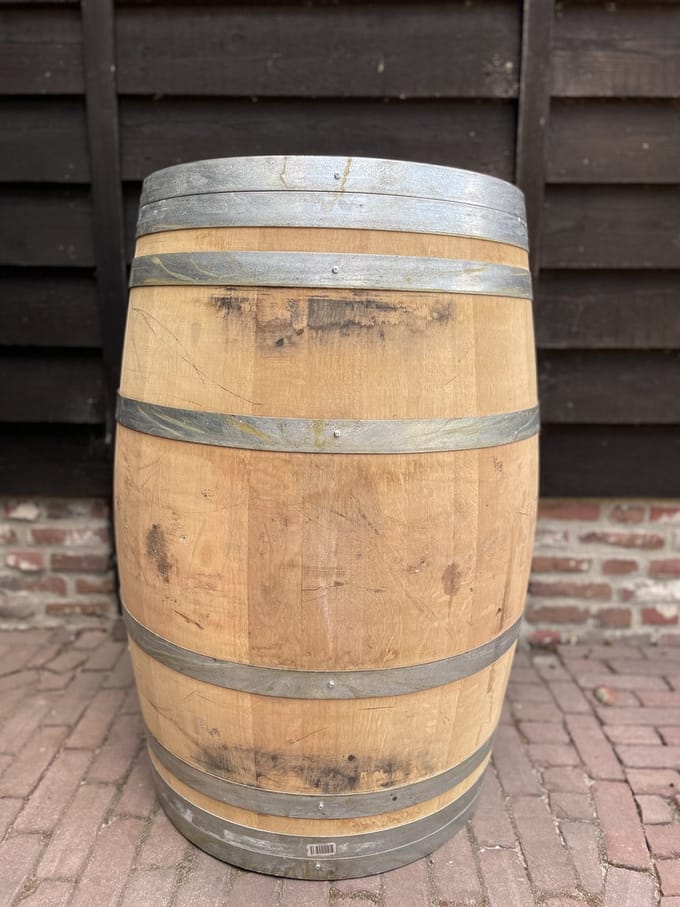 Wijnvat / Regenton 225 Liter (gebruikt) Eikenhout - Deksel Vast