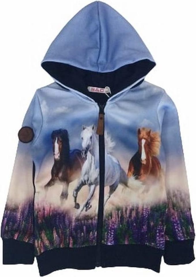 S&C vest met paard - blauw - maat 110/116