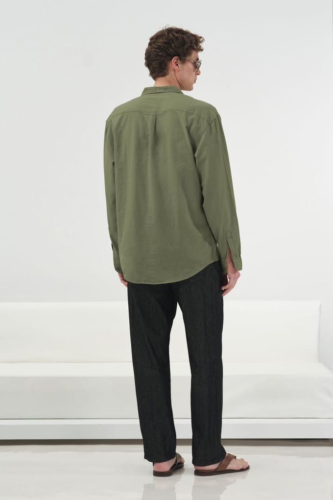 Heren Katoenen Poplin Lange Mouwen Shirt