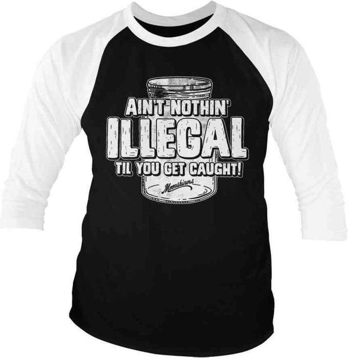 Moonshiners Raglan top -S- Ain't Nothing Illegal Zwart/Wit