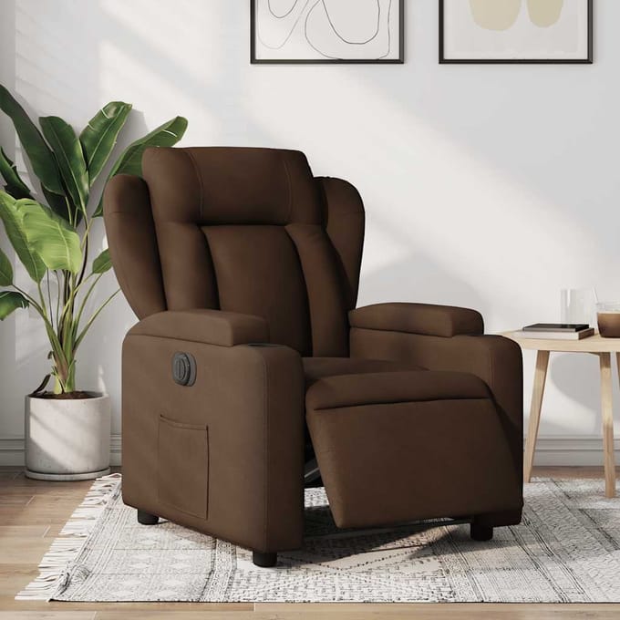 vidaXL - Fauteuil - verstelbaar - elektrisch - stof - bruin