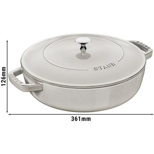 STAUB BRAISERS - Sauteerpan met Chistera Drop Structure - Ø 280mm - Gietijzer - Witte truffel