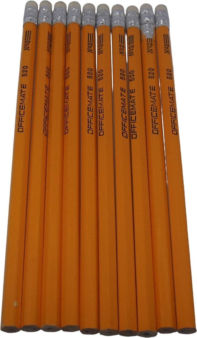 Potloden met gum set van 10 stuks.