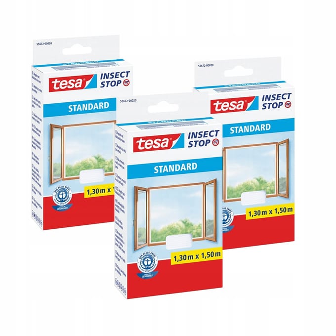 Tesa STANDARD Serie - Raamrooster - 1,30m x 1,50m - Wit - 3 stuks
