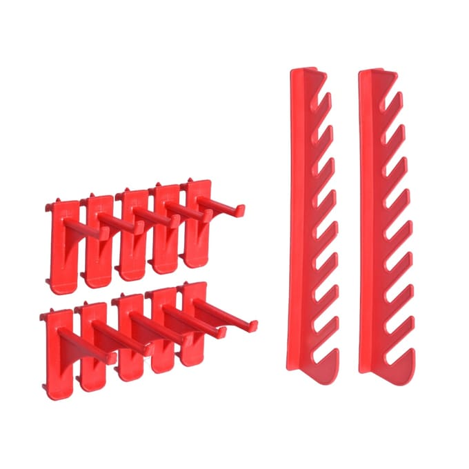 vidaXL - 71-delige - Opslagset - met - wandpanelen - rood - en - zwart