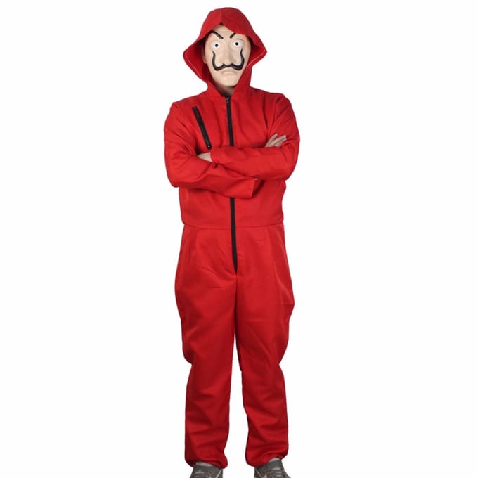 La Casa De Papel Pak Kostuum Overall Outfit Met Masker-Rood-L