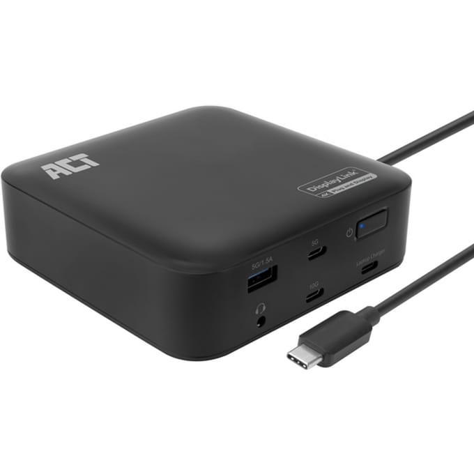 ACT Universeel USB-C Dockingstation 4K, voor 2 HDMI/DisplayPort monitoren, DisplayLink, compact model AC7150