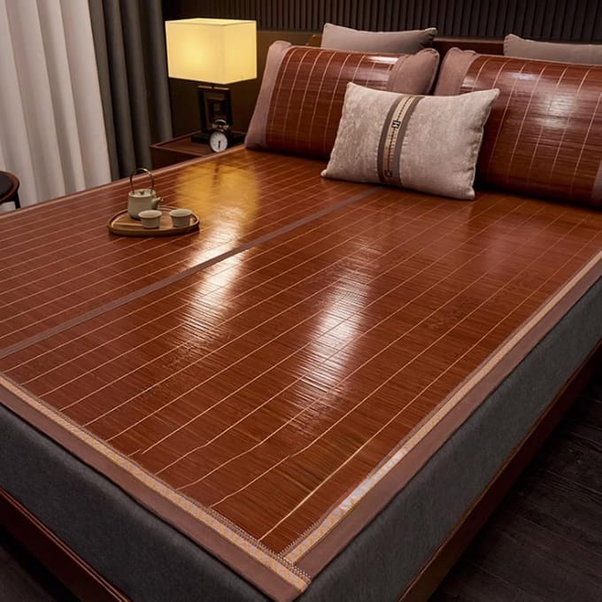 Bamboe Koelmat - Zomerkussen Mat - Comfortabele Slaap - Dubbelzijdig Ontwerp - 80x190 cm - Natuurlijk Bruin