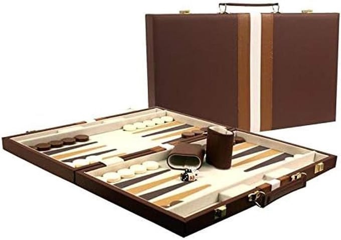 Backgammon Set - Strategie Spel - Spelavonden Thuis - Groot 18 Inch - 4.45 ponden - Bruin