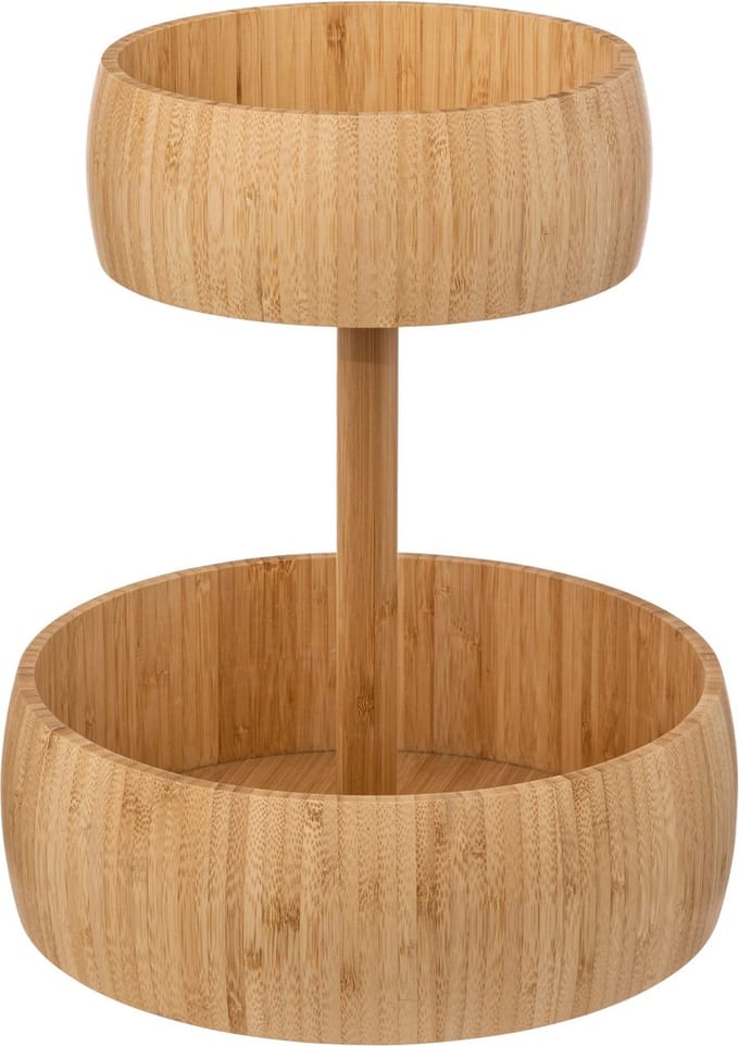 5Five Fruitmand bamboe - 2 Laags - Fruitschaal - decoratieve schaal - 29 cm