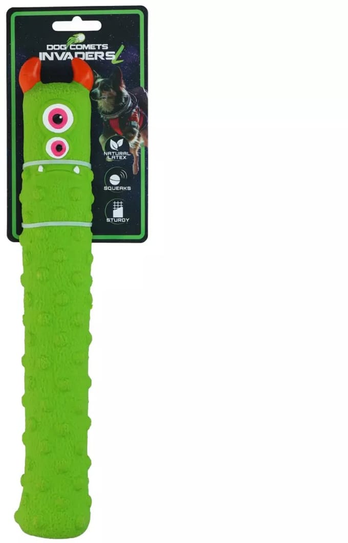 Dog Comets Hondenspeelgoed - Rubber Stick - Extra Sterk - Latex Invaders - 34 cm - Groen- L