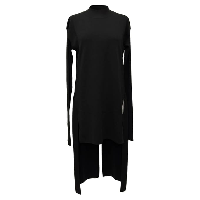 Rick Owens midi-jurk met lange rug in zwarte wol