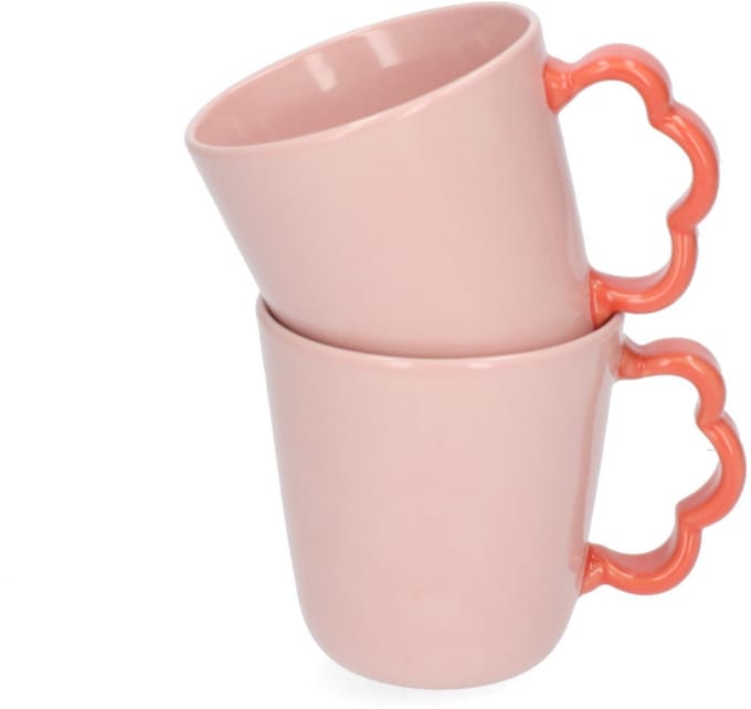 Return to Sender | Mok Bloem met Handvat - Roze - Set van 2