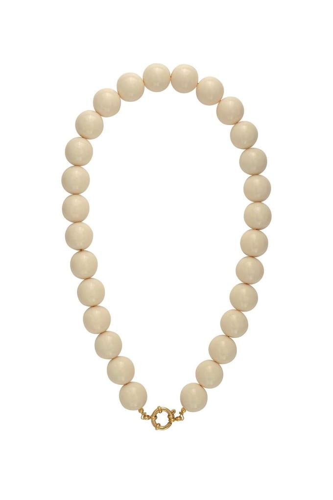 Bijoutheek Collier Statement Kralen 15mm Beige