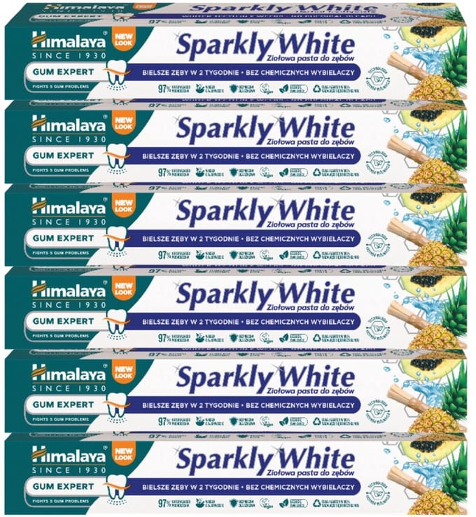 Himalaya Herbals - Kruidentandpasta Sparkly White - 6 x 75 ml - Voordeelverpakking