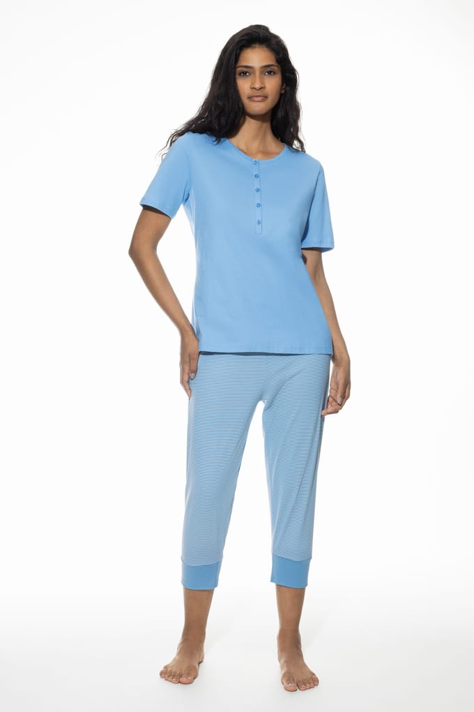 Pyjama 3/4-lang, korte mouwen Serie Small Stripes Summer Blue