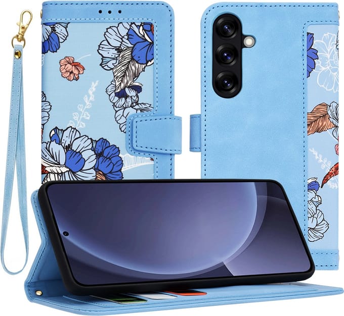 Hoesje geschikt voor Samsung Galaxy S25 Plus - Techsuit FlipCraft Book Wallet Case met koord - Vibrant Blue