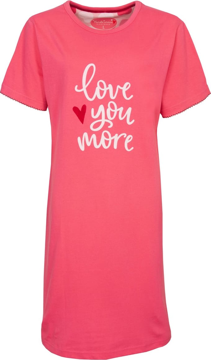 Tenderness Dames Nachthemd - Love You More Print - Roze - Maat L