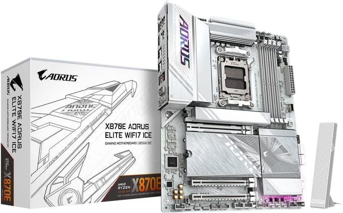 Gigabyte X870E A ELITE WF7 ICE Moederbord Socket AMD AM5 Vormfactor ATX Moederbord chipset AMD® X870E