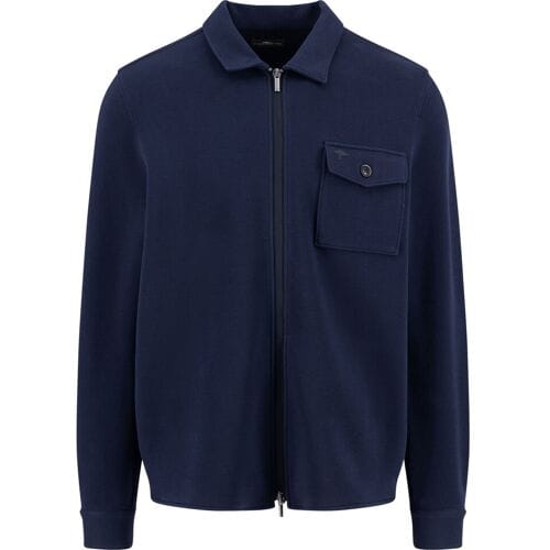Fynch-Hatton Vest Zip Cardigan Overshirt Interlock Piqué Navy / male