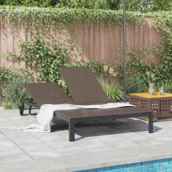 vidaXL Ligstoel Bruin 206 x 115 x 75 cm poly rattan