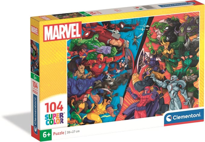 Clementoni - Kinderpuzzel - 104 Stukjes - Marvel Helden vs Schurken - Puzzel Vanaf 6 Jaar