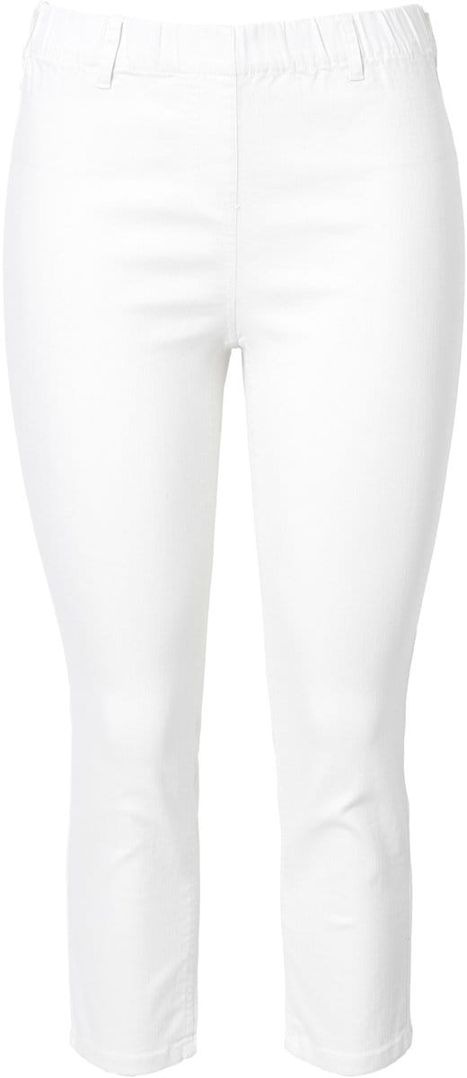 Ulla Popken - Dames - Sienna 7/8-jegging elastische tailleband strakke pijp - Wit denim - Maat 60