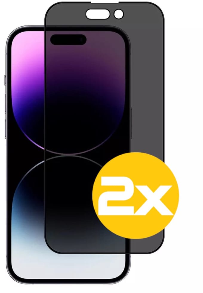 Privacy Screenprotector Geschikt Voor iPhone 14 Pro - Volledige Beschermglas - 2 Stuks