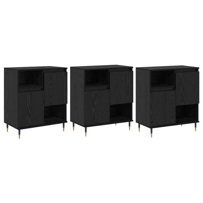 vidaXL - Dressoirs - 3 - st - Zwart - Eiken