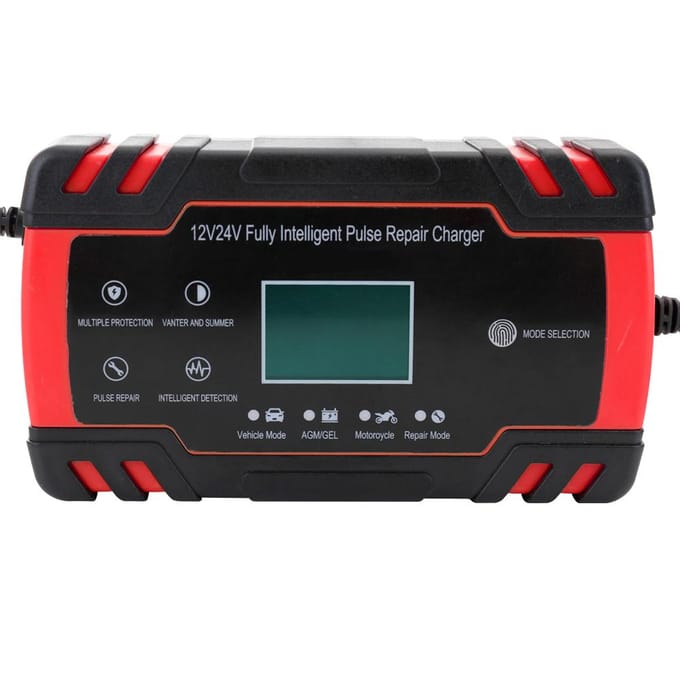Mini Formaat Draagbare 12 V/24 V Auto Cel L-ader Adapter Power Motorfiets Auto Cel L-ader met EU Plug rood