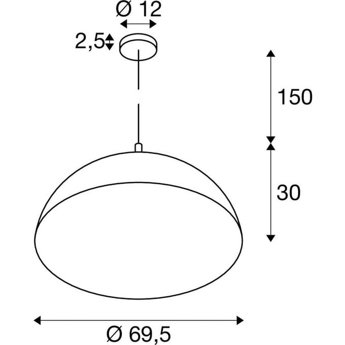 SLV hanglamp Forchini, 70 cm zwart/goudkleurig kunststof