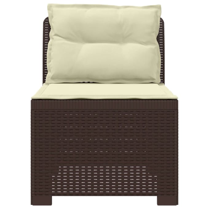 vidaXL - Eén-zits - Tuin - Sofa - met - Kussens - Rieten - Look - PP - Bruin