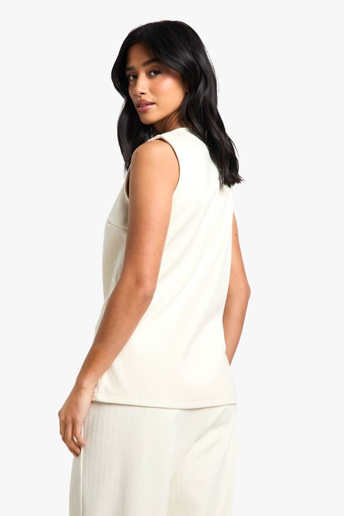 boohoo Dames Petite Cord-gilet | Ivory | Maat: 14