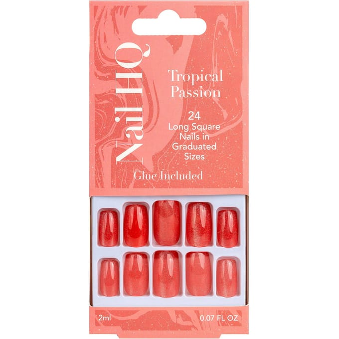 Nail HQ Square Tropical Passion Cat Eye Nails 24 st