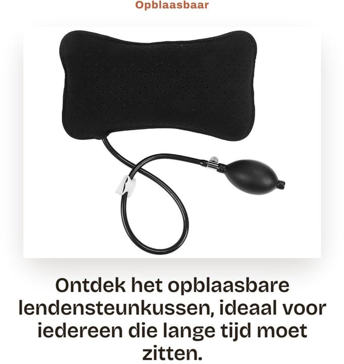 Dailygoods- Lendensteunkussen Draagbaar - Opblaasbaar - Wasbaar - Ademend - Stevig - Comfortabel - Rugkussen