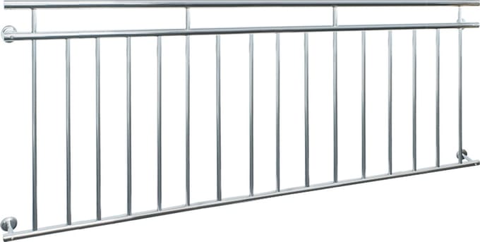 Frans balkon 225x90 cm glanzend roestvrij staal