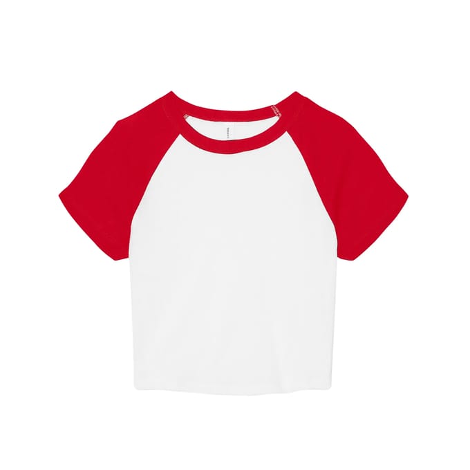 Bella+Canvas Women´s Micro Rib Raglan Baby Tee BL1201 - White/Red - M